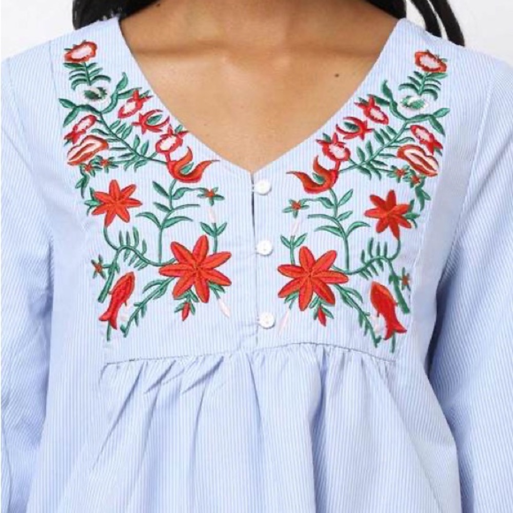 Embroidered Blue Dress - Picture 2 of 8
